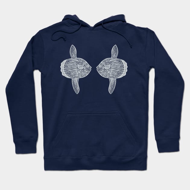 Ocean Sunfish or Mola in Love - cute fish design - dark colors Hoodie by Green Paladin